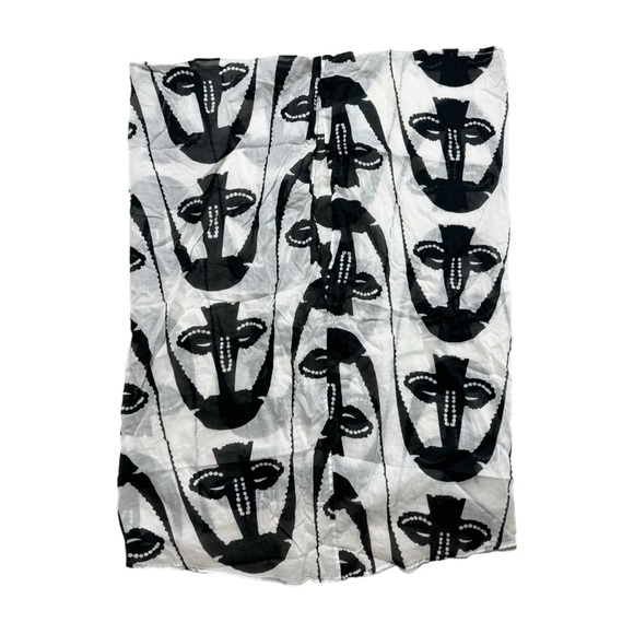 Zero + Maria Cornejo Other - Zero Maria Conejo White& Black Cotton African Mask Tribal Print Beach Coverup XS